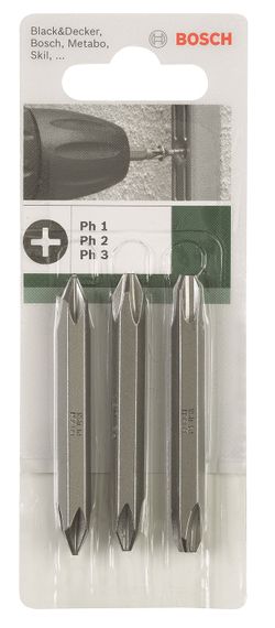 Біти Bosch двосторонні PH/PH 1/2/3, 60мм, 3шт (2.609.255.961)