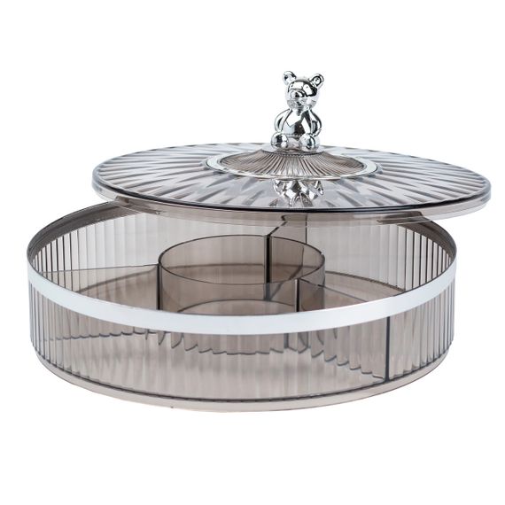 Конфетница пластиковая на 4 отделения круглая 26 см Серая HP48629S | Зображення 1