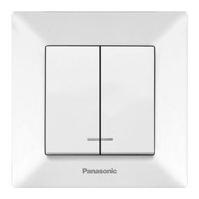 Вимикач Panasonic Arkedia Slim двоклавішний з підсвіткою, білий