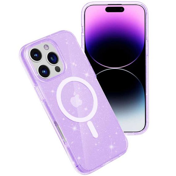 Чехол TPU Galaxy Sparkle (MagFit) для Apple iPhone 16 Pro (6.3") Purple+Glitter | Зображення 2