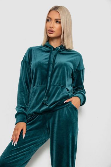Спортивный костюм женский велюровый, цвет зеленый, 241R1530-5 | Зображення 1