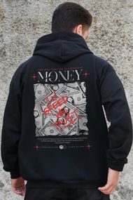 Утеплене зіп худі на флісі зіпер з принтом Money Grafity Without Kane Black