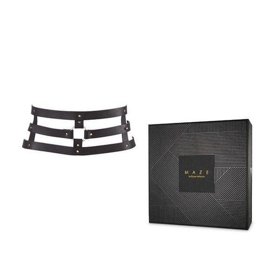 Портупея-пояс Bijoux Indiscrets MAZE - Wide Belt and Restraints Black, екошкіра | Зображення 1