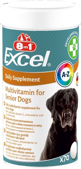 Вітаміни для здоров'я старіючих собак 8in1 Excel Multi Vitamin Senior, 70 табл
