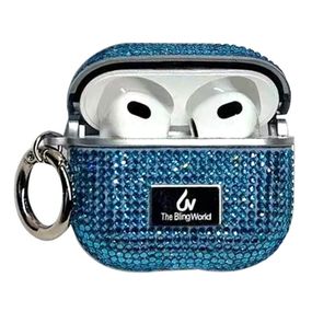 TPU чохол Bling World Rock Diamond для навушників AirPods 1/2 Блакитний