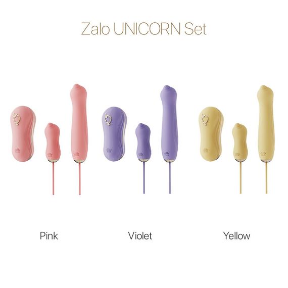 Набір 3в1 Zalo — UNICORN Set Yellow, віброяйце, пульсатор, вакуумний стимулятор | Зображення 7
