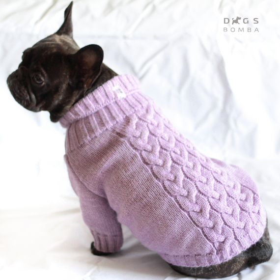 Светр в'язаний Косичка лаванда Y-229 | Зображення 2