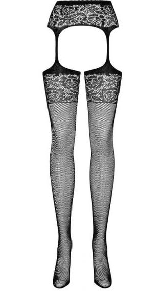 410886 панчохи з поясом S500 Garter stockings Obsessive Чорний S / M / L, Черный, S/M/L | Зображення 1