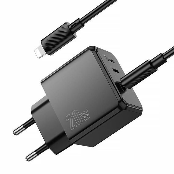 МЗП Hoco CS16A Wish PD20W (1USB-C/1L) + кабель Type-C to Lightning Black | Зображення 6