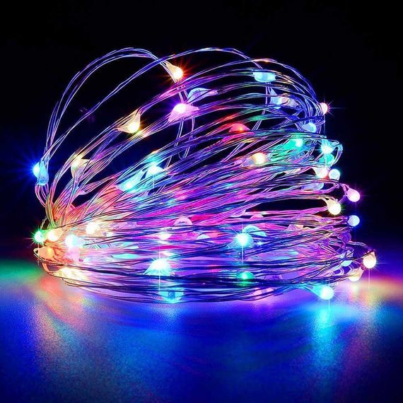 Новорічні гірлянди мідна дротяна лампа 100LED 10М БП 5В 220V (СП) RGB RD-7110