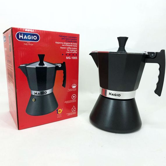 Гейзерная кофеварка Magio MG-1005, гейзерная кофеварка для плиты, кофеварка гейзерного типа, кофейник | Зображення 6