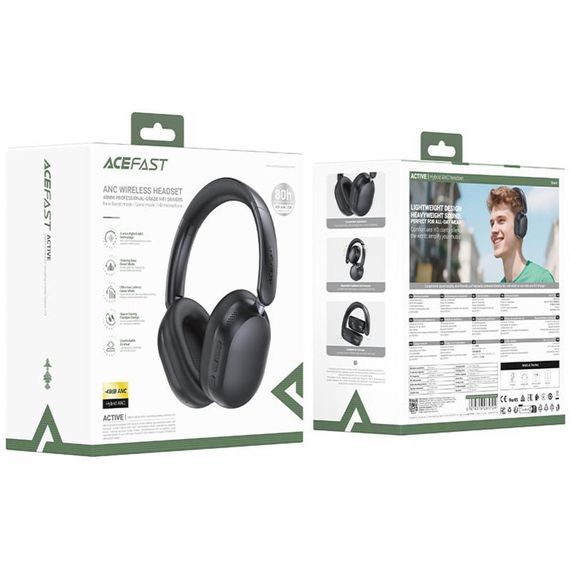 Накладні бездротові навушники Acefast H12 ANC Black | Зображення 2