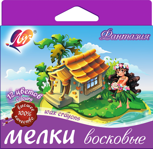 Крейда воскова Луч Фантазія 12 кольорів 25C1520-08 (4601185011513) Фіолетовий