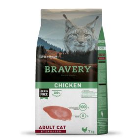 Корм Bravery Cat Adult Sterilized Chicken сухой с курицей для стерилизованных котов 7 кг
