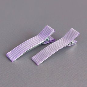 (10 шт) Заколка-заготовка уточка с репсовой лентой 4,7 см - сиреневый