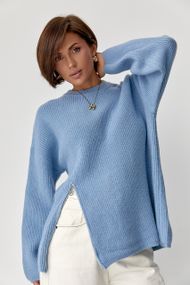 Жіночий вільний в'язаний джемпер - джинс цвет, ONE SIZE (є розміри)