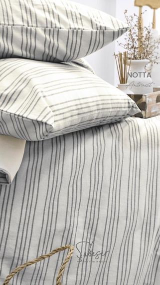 Постельное белье Saheser Stonewashed Ranforce 200 х 220 см Notta Antrasit | Зображення 1