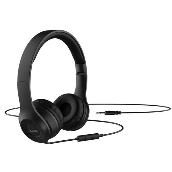 Накладні навушники Hoco W21 (3.5mm/1.2m) Чорний | Зображення 1
