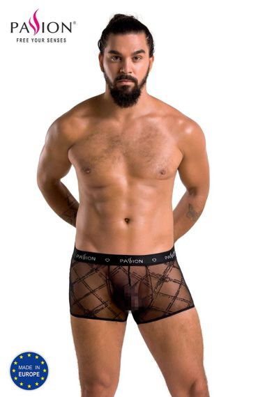 Чоловічі прозорі боксери Passion 032 SHORT JAMES L/XL Black, сітка sexstyle | Зображення 4