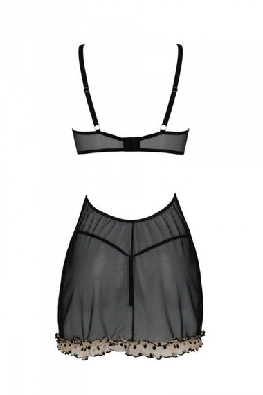 Сорочка Passion MARINA CHEMISE Черно-бежевая L/XL | Зображення 3