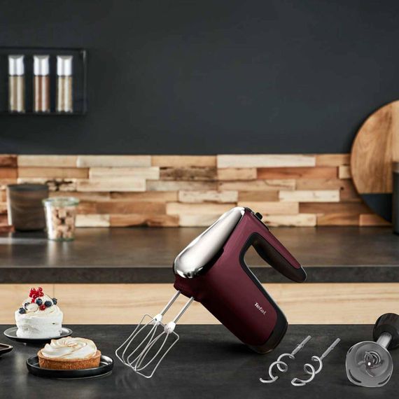 Міксер Tefal ручний Powermix Silence 600Вт, насадки-4, турборежим, бордовий (HT652538) | Зображення 1
