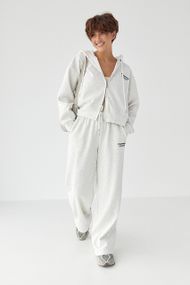 Утеплений спортивний костюм із худі та прямими штанами - світло-сірий цвет, M/L (є розміри)