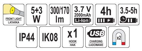 Светильник COB-диодный аккумулятор USB зарядка VOREL-82736 | Зображення 9