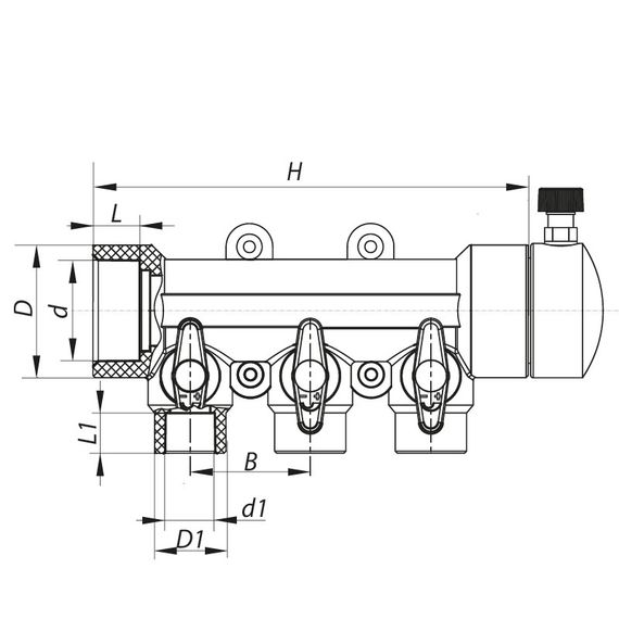Колектор 3-way з кульовими кранами (40x20) PPR Koer K0170.PRO (KP0220) | Зображення 1