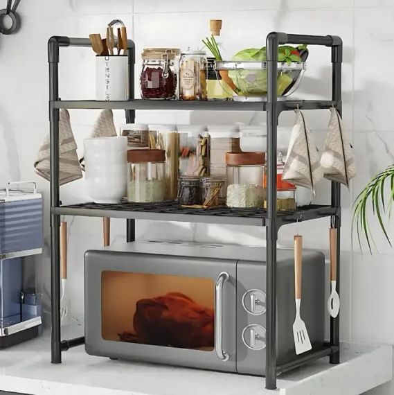 Универсальная полка-стеллаж для микроволновки 2 уровня 48х26х71 см YH-6616-2 | Зображення 1