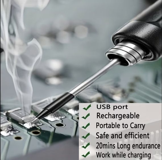 Портативний USB/бездротовий паяльний набор з регульованою температурою, комплектом аксесуарів (підставка, флюс, кейс) для ремонту | Зображення 6