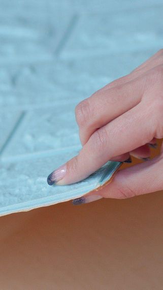 3D панель 70*77*0,7 см декоративная самоклеящая Обои под кирпич Самоклейка 3Д Бирюзовый | Зображення 2