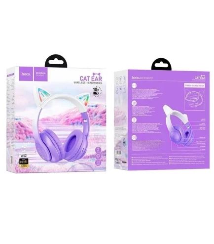 Бездротові блютус навушники з мікрофоном HOCO W42 Cat ears фіолетовий | Зображення 2