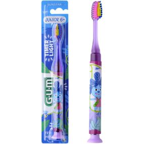 Зубна щітка для підлітків GUM JUNIOR MONSTER LIGHT-UP (від 7 до 12 років) фіолетова