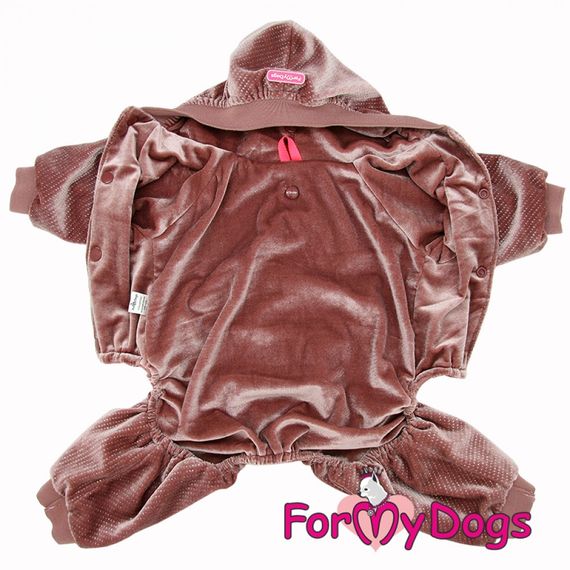 Велюровый комбинезон для собак For My Dogs перламутровый велюр, утепленный, розового цвета | Зображення 1