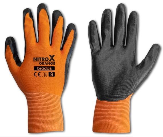 Рукавички захисні Bradas NITROX ORANGE нітрил розмір 8 RWNO8