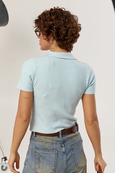 Укорочене в'язане поло - блакитний цвет, ONE SIZE (є розміри) | Зображення 1