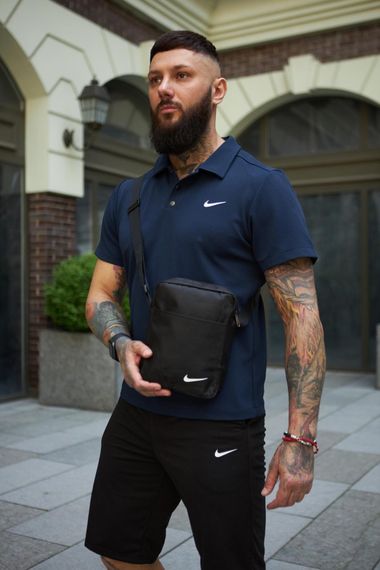Комплект чоловічий Nike: поло синє + шорти чорні + барсетка чорна (1623403891) | Зображення 3