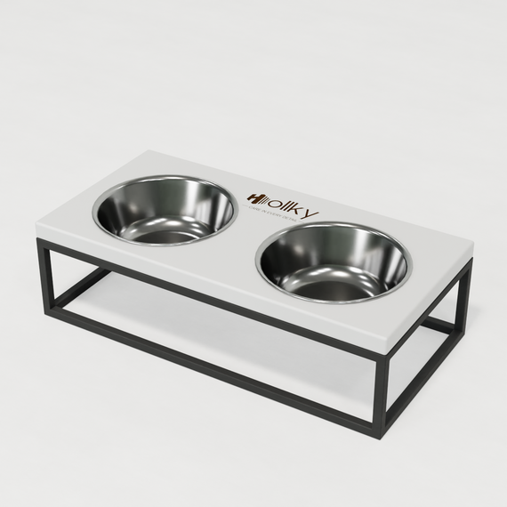 Миски на подставке для средних собак и больших котов Hollky Base M (2 × 0,95 л) BM-422110-GRWH