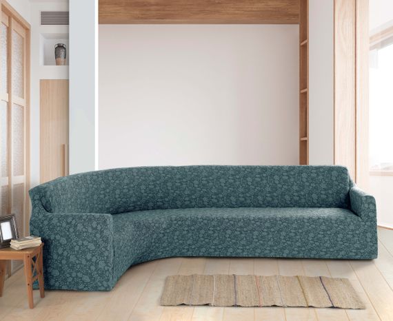 Жакардовий чохол на кутовий диван Roza без спідниці М'ятний