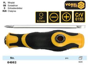 Викрутка-тримач VOREL двостороння, PH2 х SL6 мм, CrV, L=115 мм