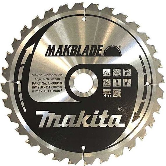 Диск пильный по дереву 250х30 мм 32T Makita Makblade B-08919