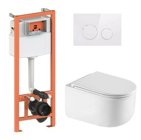 Набір Qtap Nest 4 в 1 підвісний унітаз Taurus Ultra Quiet 490x360x380 + комплект інсталяції QT2433084EUQW46146