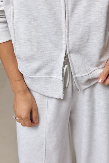 Однотонний спортивний костюм з кофтою на блискавці та штанами багі - світло-сірий цвет, S (є розміри) | Зображення 3