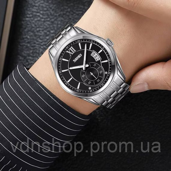 Оригинальные мужские кварцевые наручные часы SKMEI 9319SIBK, Классические часы на руку для мужчин LY-96 | Зображення 3