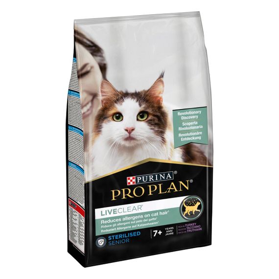 Сухий корм для літніх котів з індичкою Purina Pro Plan LiveClear Sterilised Senior Turkey 1.4 кг | Зображення 1
