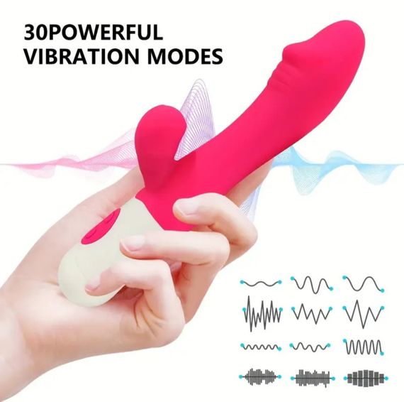 Багатофункціональний вібратор-кролик, стимулятор точки G і клітора, з проникненням і масажем. Рожевий | Зображення 3