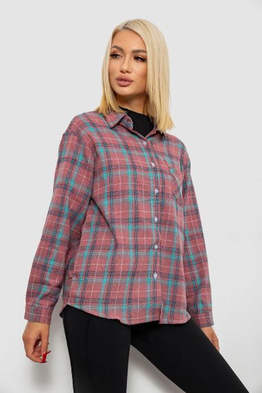 Рубашка женская в клетку, цвет пудровый, 244R1070-1 | Зображення 2