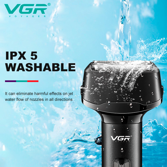 Электробритва VGR V-371 шейвер, тройное лезвие, IPX5, LED дисплей | Зображення 8