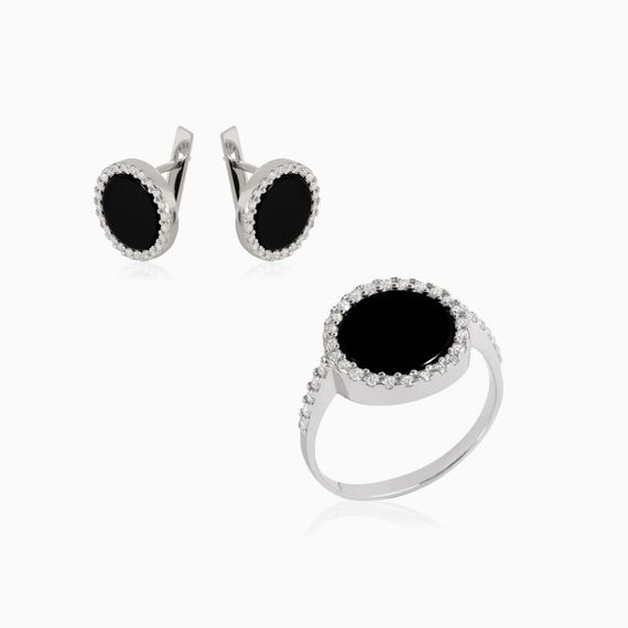 Серебряный гарнитур с ониксом и фианитами Artsriblo арт.А223 18.0