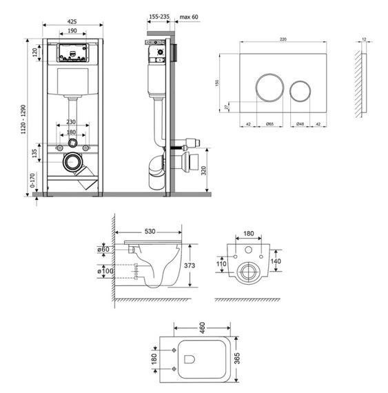 Набір Nest 4 в 1 Qtap підвісний унітаз Gemini Ultra Quiet 530х365х373 + комплект інсталяції QT2533076EUQMB46170 | Зображення 1
